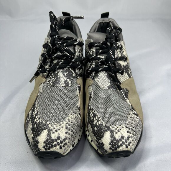 NEW Steve Madden Women's Cliff Sneakers Size 9 Silver Snakeskin Shoes - Picture 3 of 9